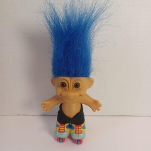 Vtg 90's Russ Troll Doll 5 Inch‎ Blue Hair Rollerblader Skates 18478